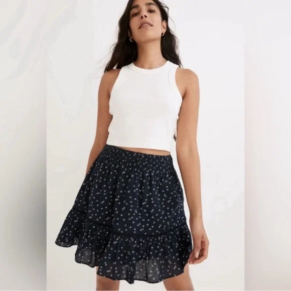 Madewell Smock-Waist Ruffle Mini Skirt – Bandana Flower Print – Size Small NWT - Picture 11 of 11